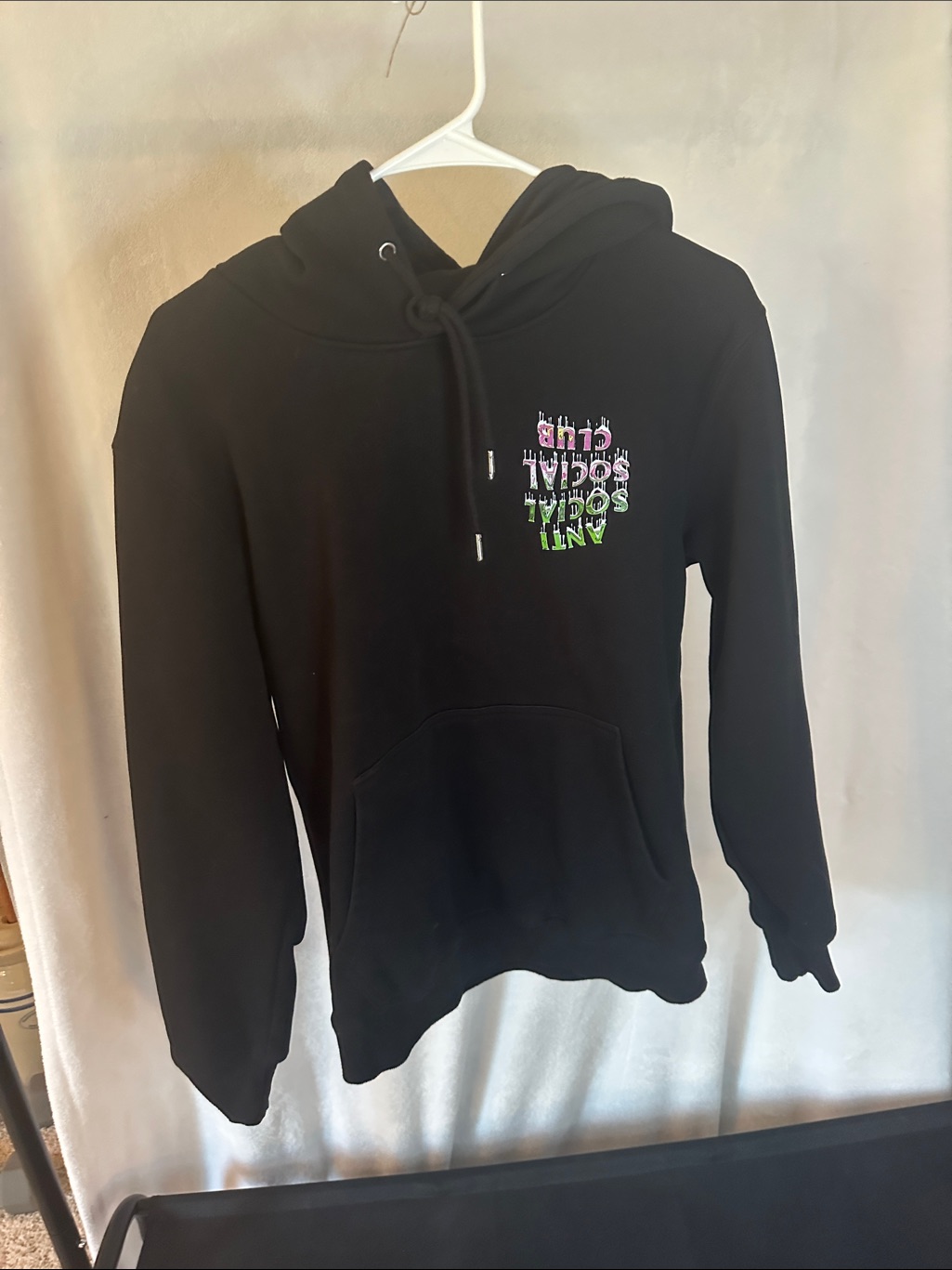 Anti Social Social Club Black Hoodie With Pink & Green Drip Back Graphic